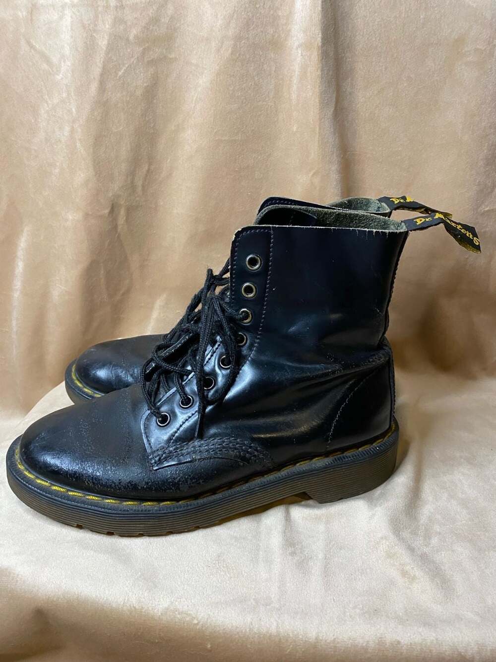 Vintage Dr. Martens 1460 Black Leather 8-Eye Combat Boots Made in England